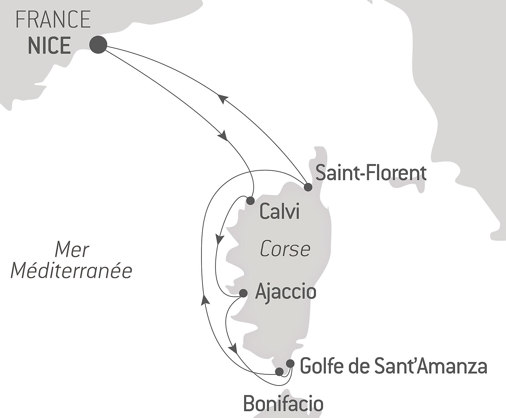 Rivages corses sous les voiles du Ponant