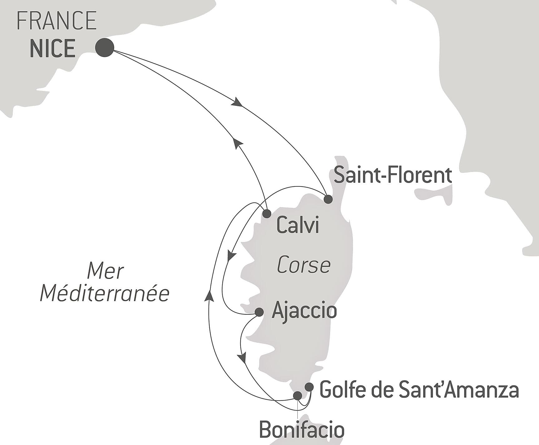 Rivages corses sous les voiles du Ponant