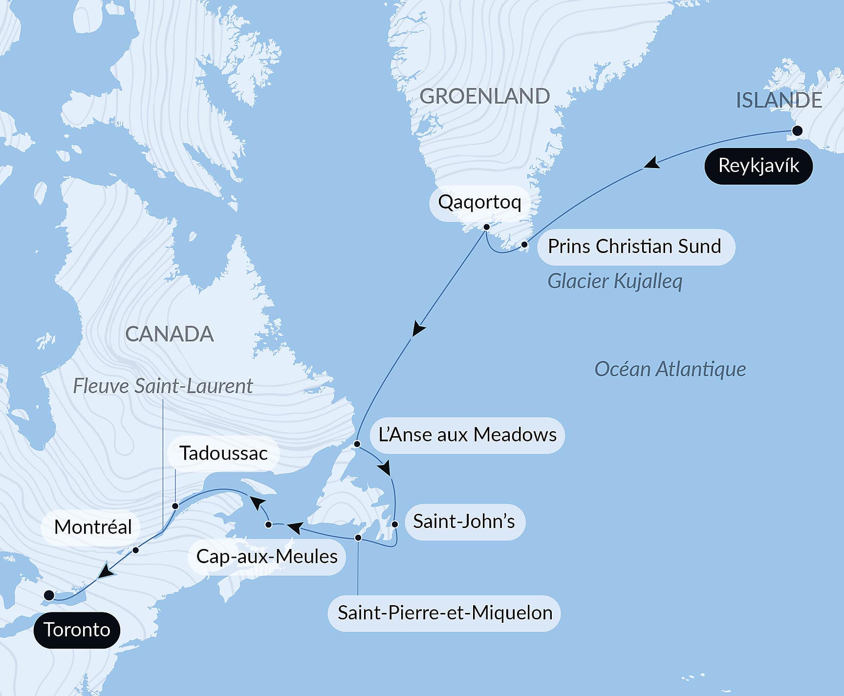 Exploration du Groenland au Canada par Saint-Pierre-et-Miquelon