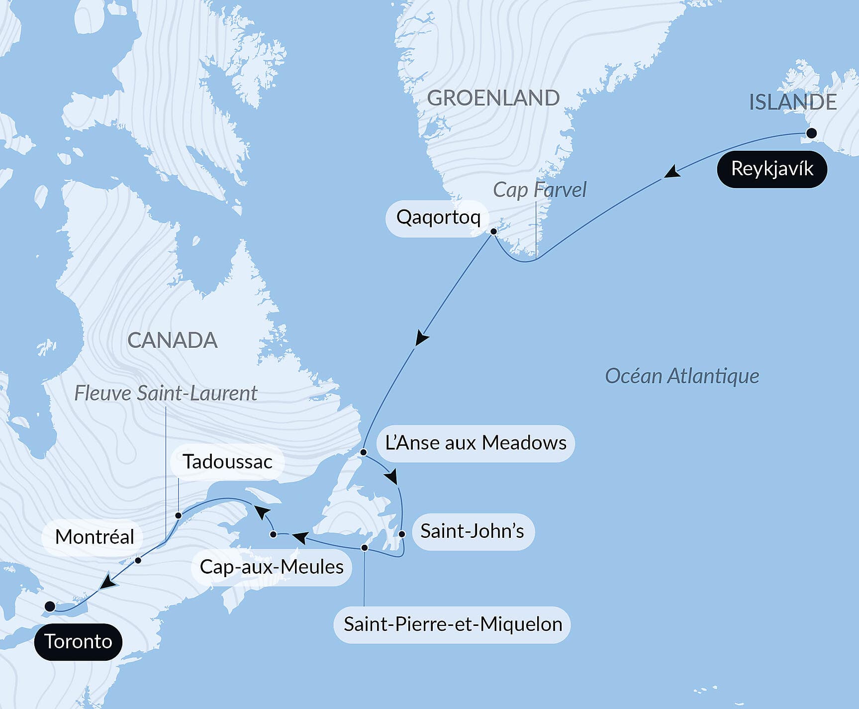 Exploration du Groenland au Canada par Saint-Pierre-et-Miquelon