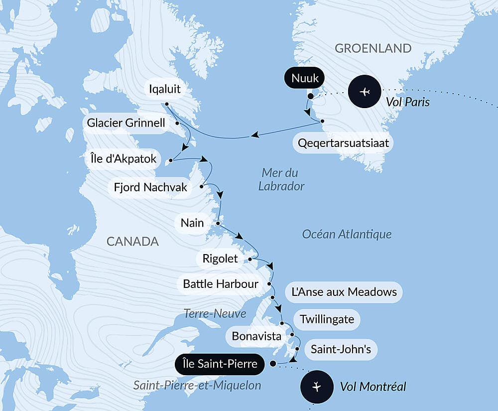 Des côtes sauvages du Groenland à la côte est du Canada
