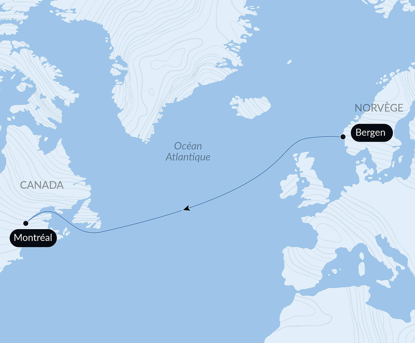Voyage en mer : Bergen-Montréal