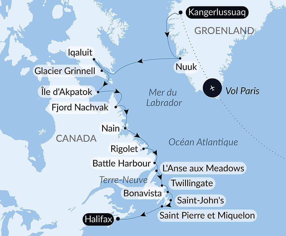 Des côtes sauvages du Groenland à la côte est du Canada