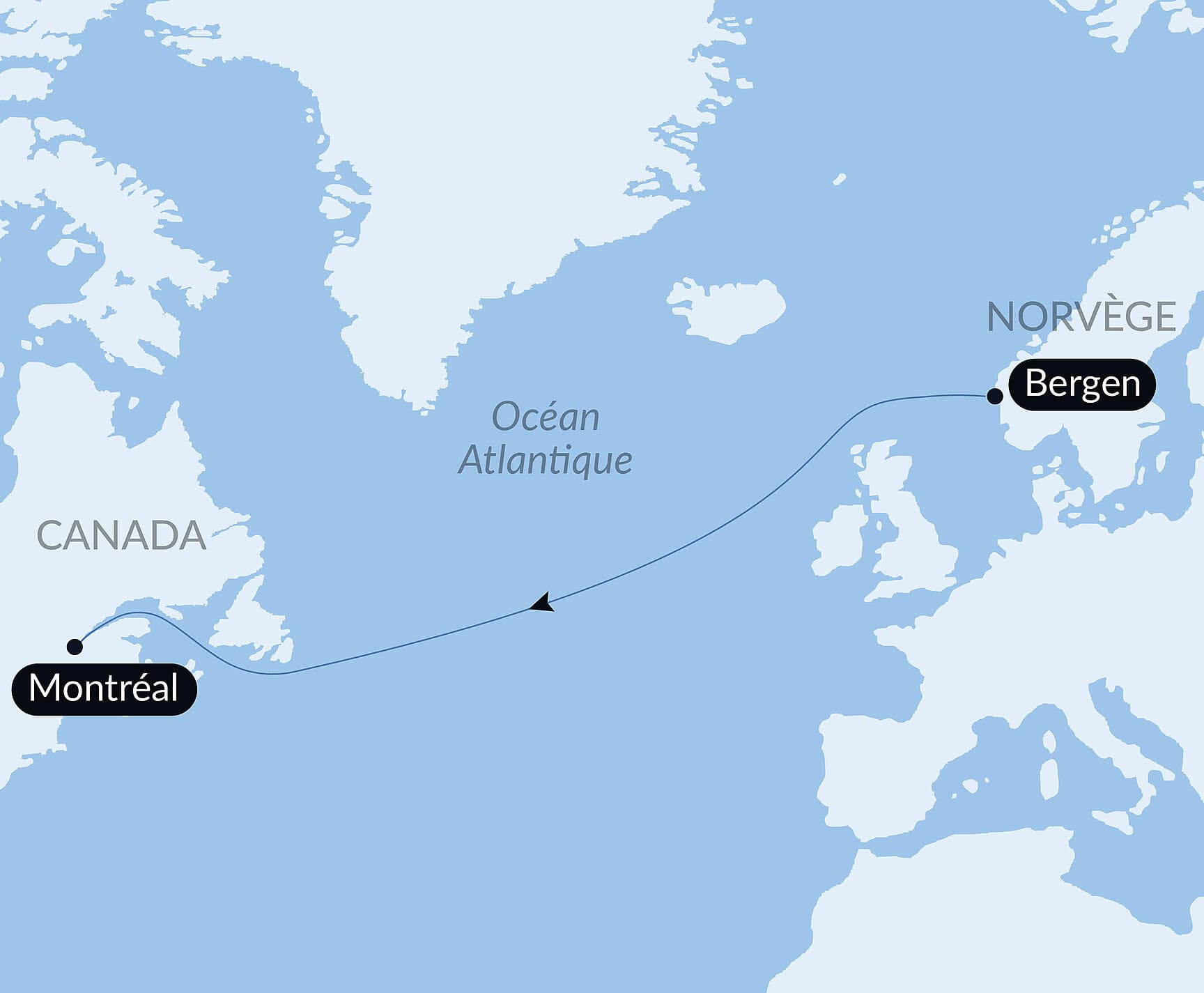 Voyage en mer : Bergen-Montréal