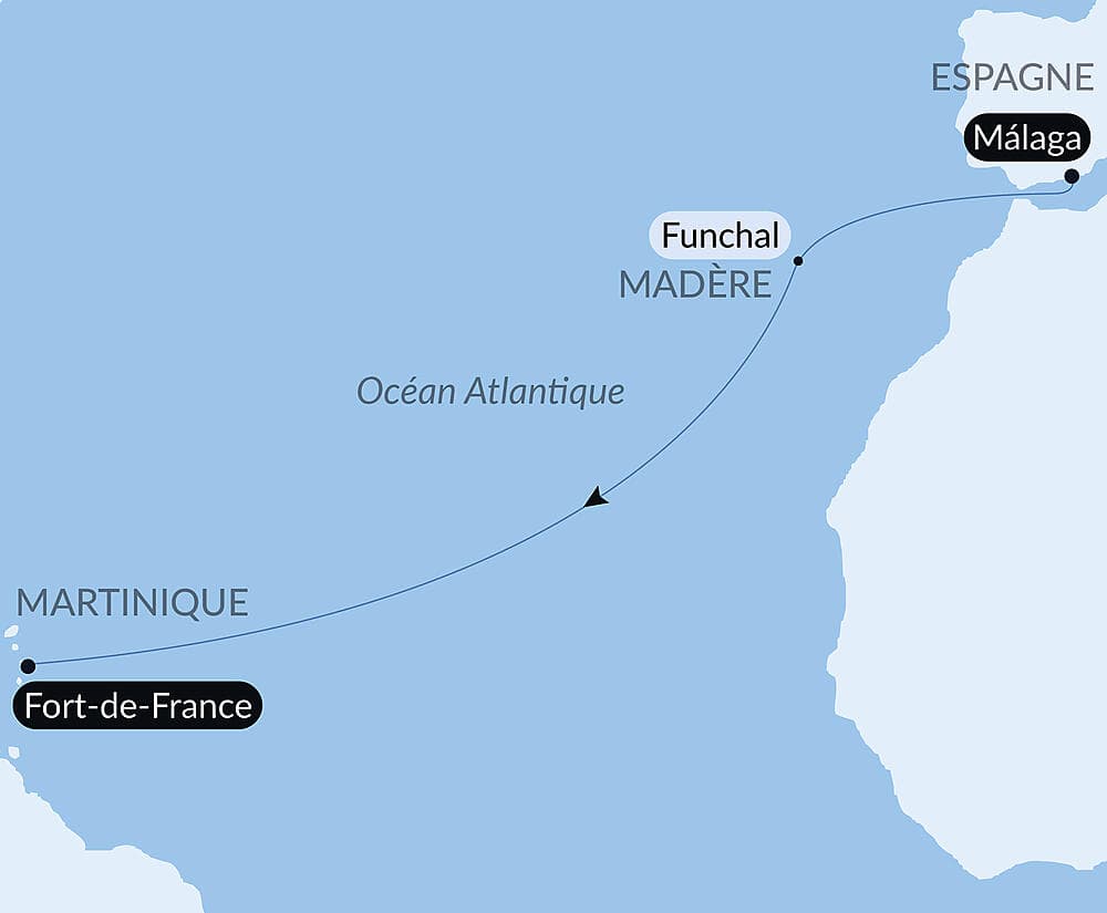 Voyage en Mer :Malaga - Fort de France