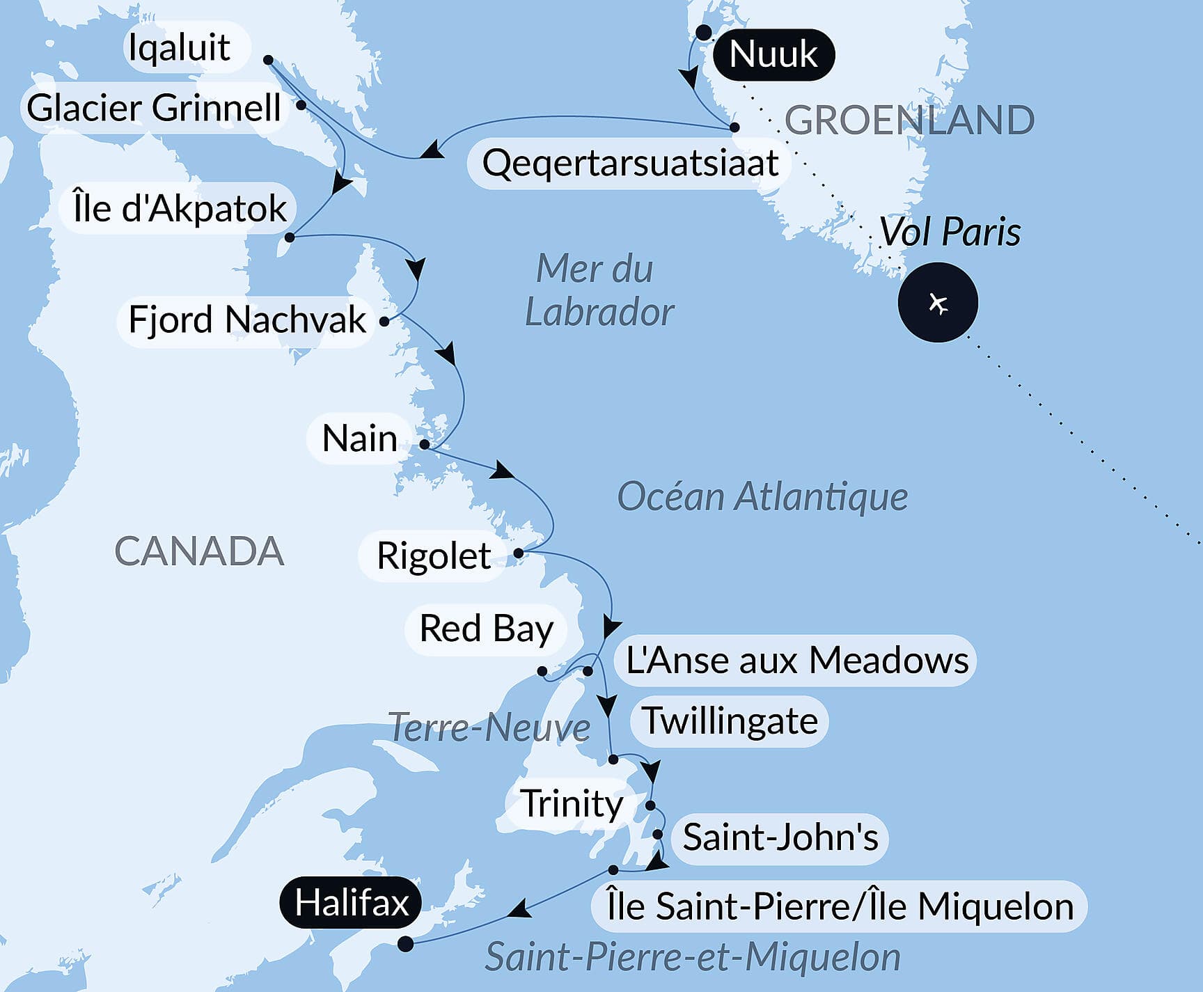 Des côtes sauvages du Groenland à la côte est du Canada