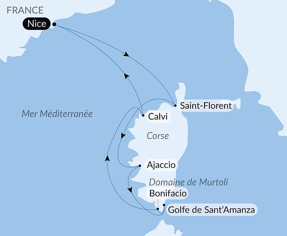 Rivages corses sous les voiles du Ponant