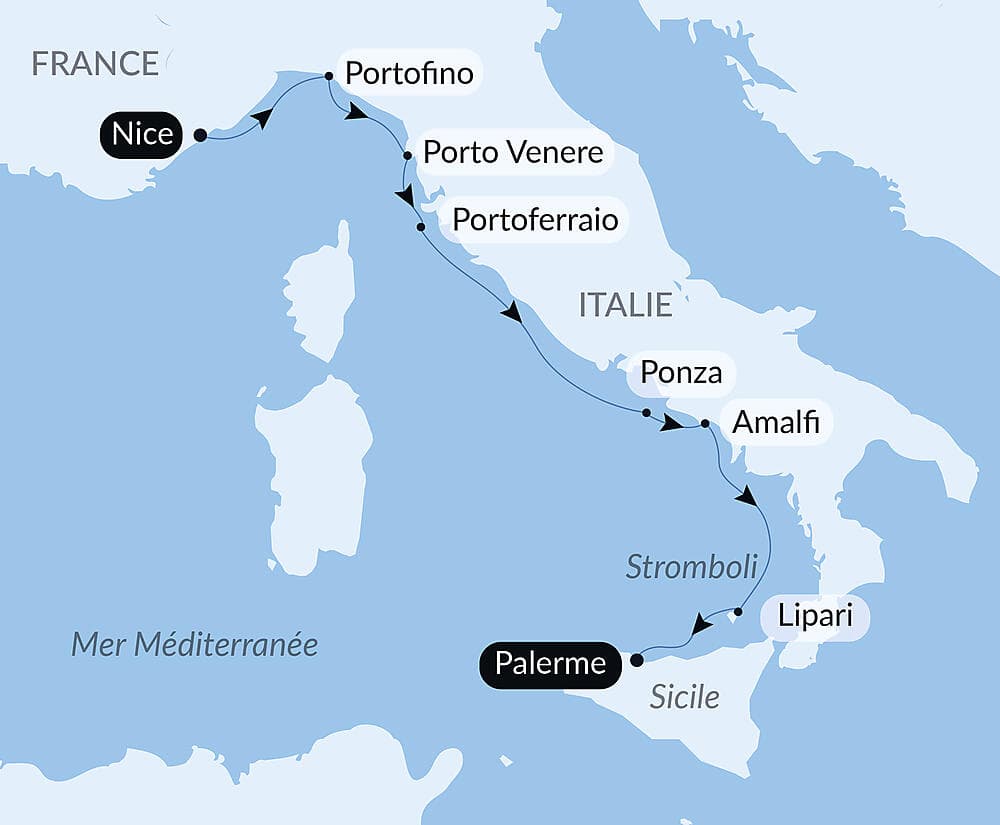 De la Riviera ligure à la Sicile, sous les voiles du Ponant