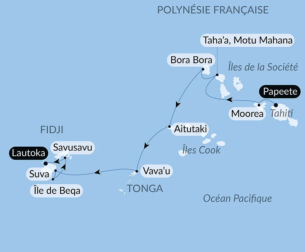 Îles Fidji, Tonga, Cook et îles de la Société null