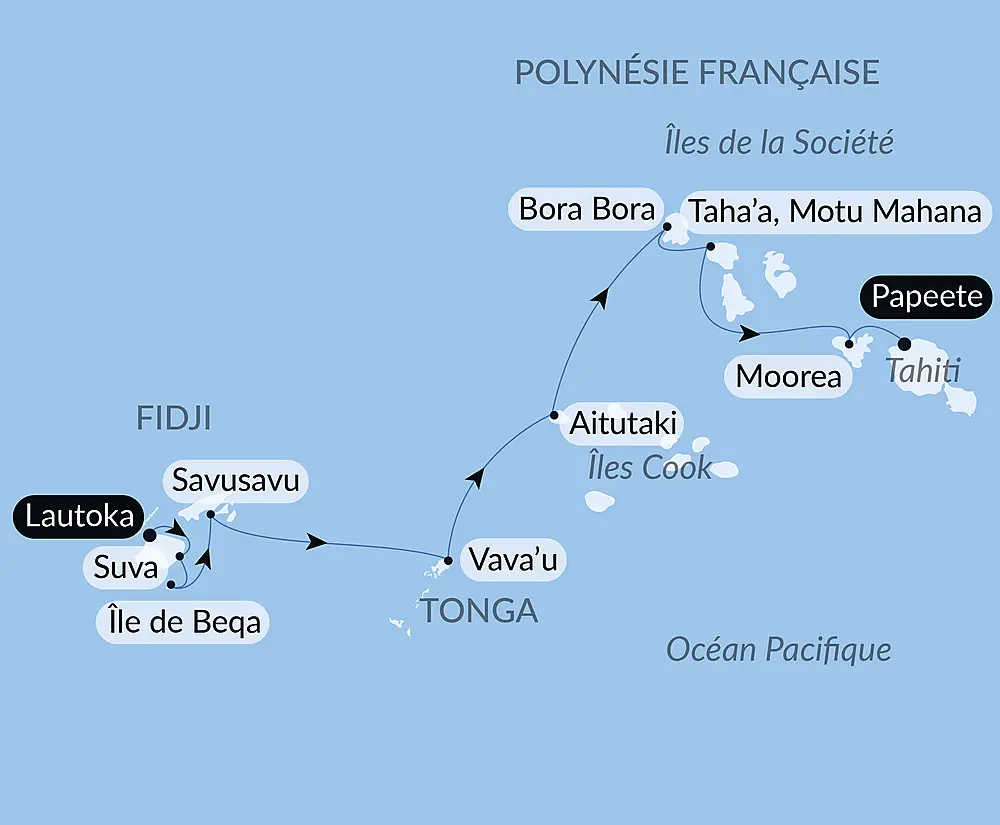 Îles Fidji, Tonga, Cook et îles de la Société null